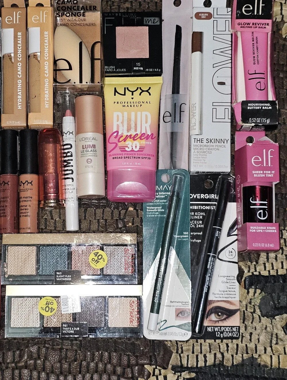 25 Pc Mixed Lot Of Makeup ELF, Flower, NYX, Revlon, CoverGirl